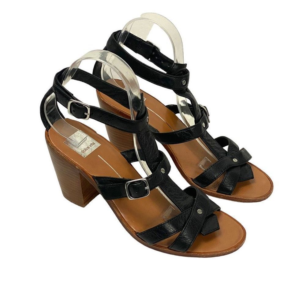 Dolce Vita Womens Black Strappy Buckle Heels Pumps Size 8.5